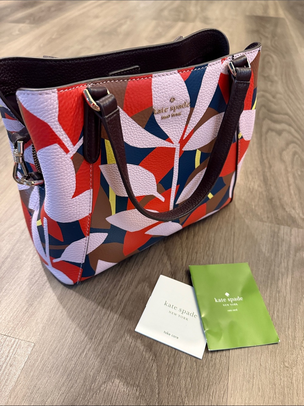 kate spade Multicolor Floral-Print Satchel in Red, White, Blue, Brown